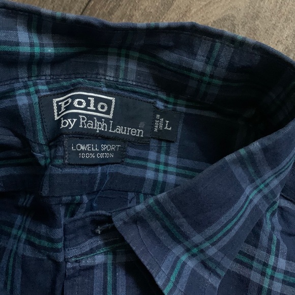 Ralph Lauren Polo Plaid blue button up shirt. - Picture 2 of 3